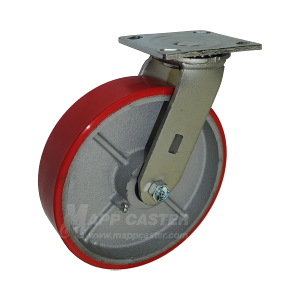 Mapp Caster 8"X2" Red Poly on Iron Wheel Swivel Caster - 1,250 Lbs Capacity 146PURB820S - main
